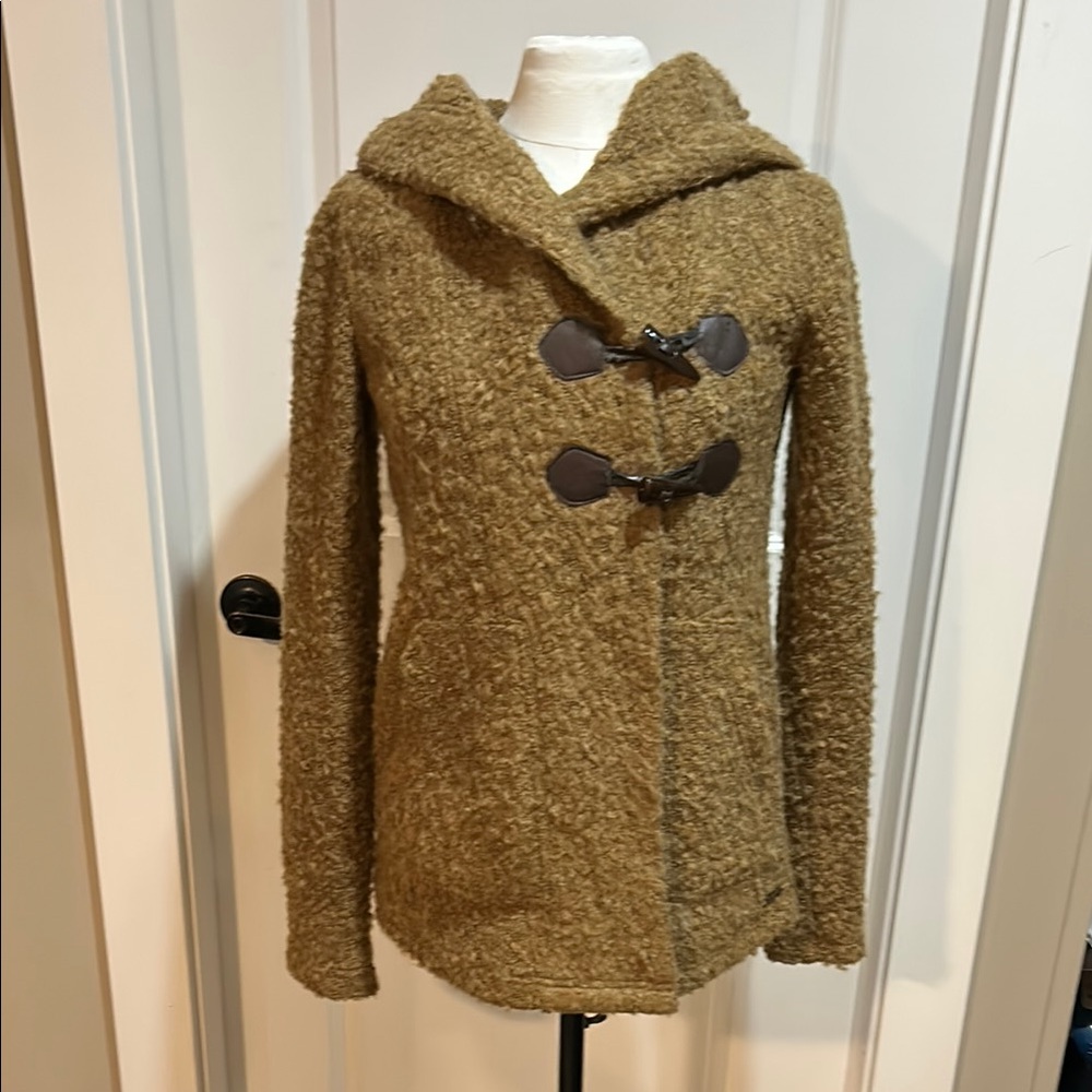 Orb Tan Teddy Jacket with Hood and Toggle Closure
